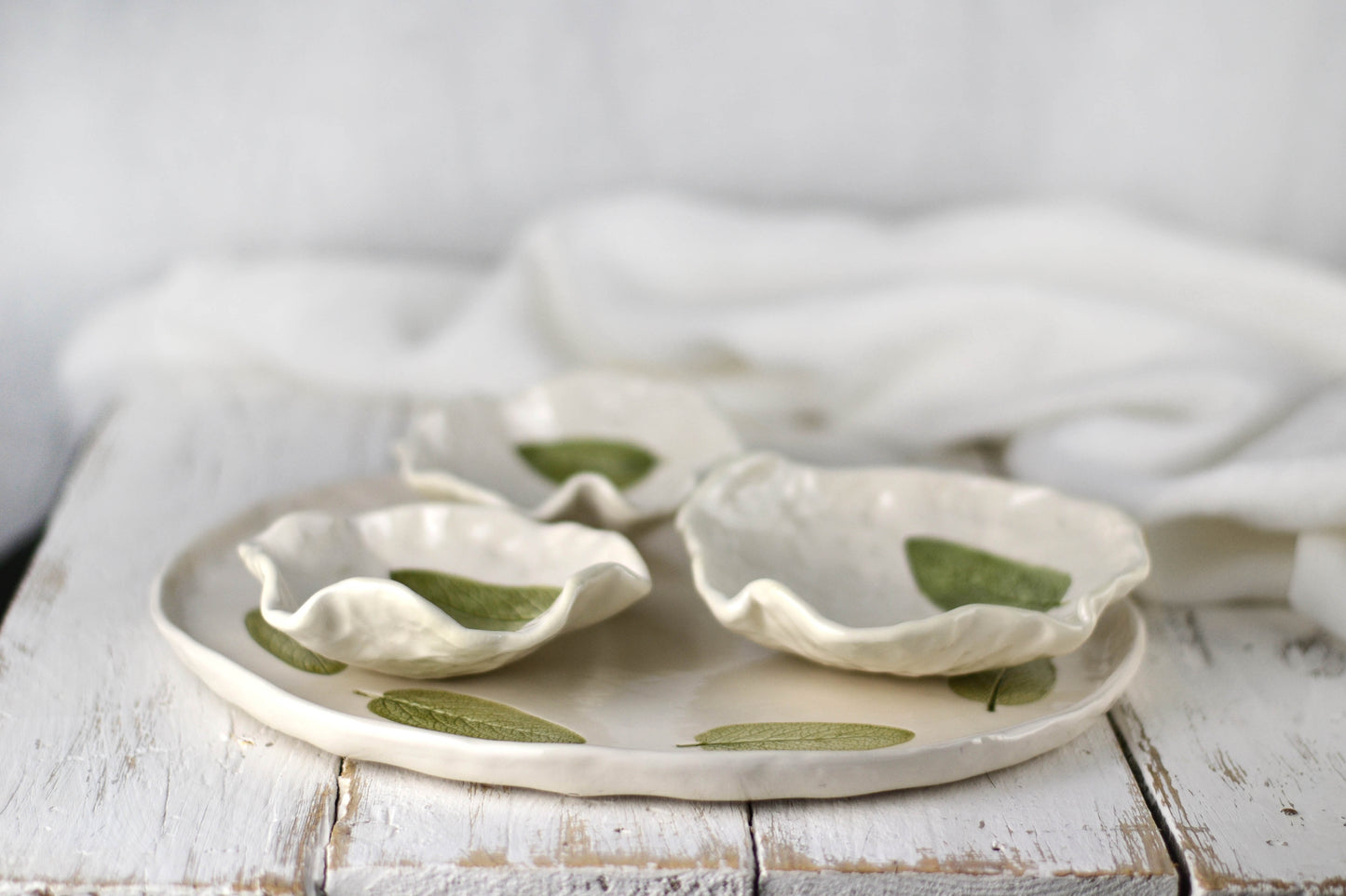 set con tre ciotole in ceramica fatto a mano